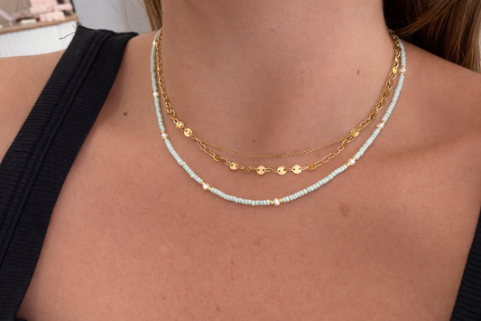 Mint shimmer pearl necklace