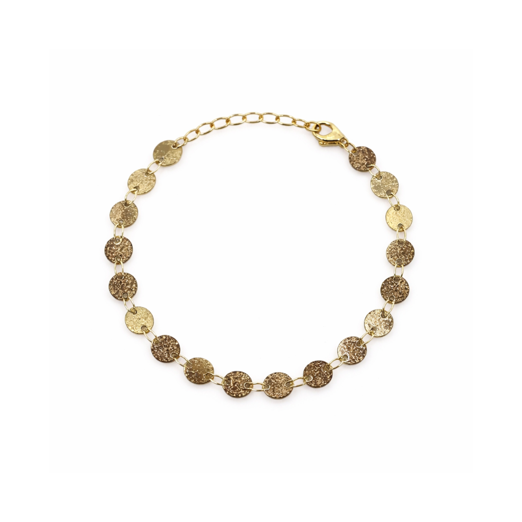 Gold lined disc bracelet