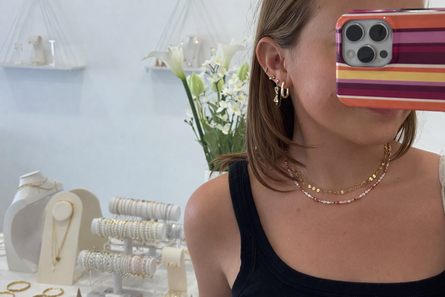 Pink Gemstone Beaded Necklace