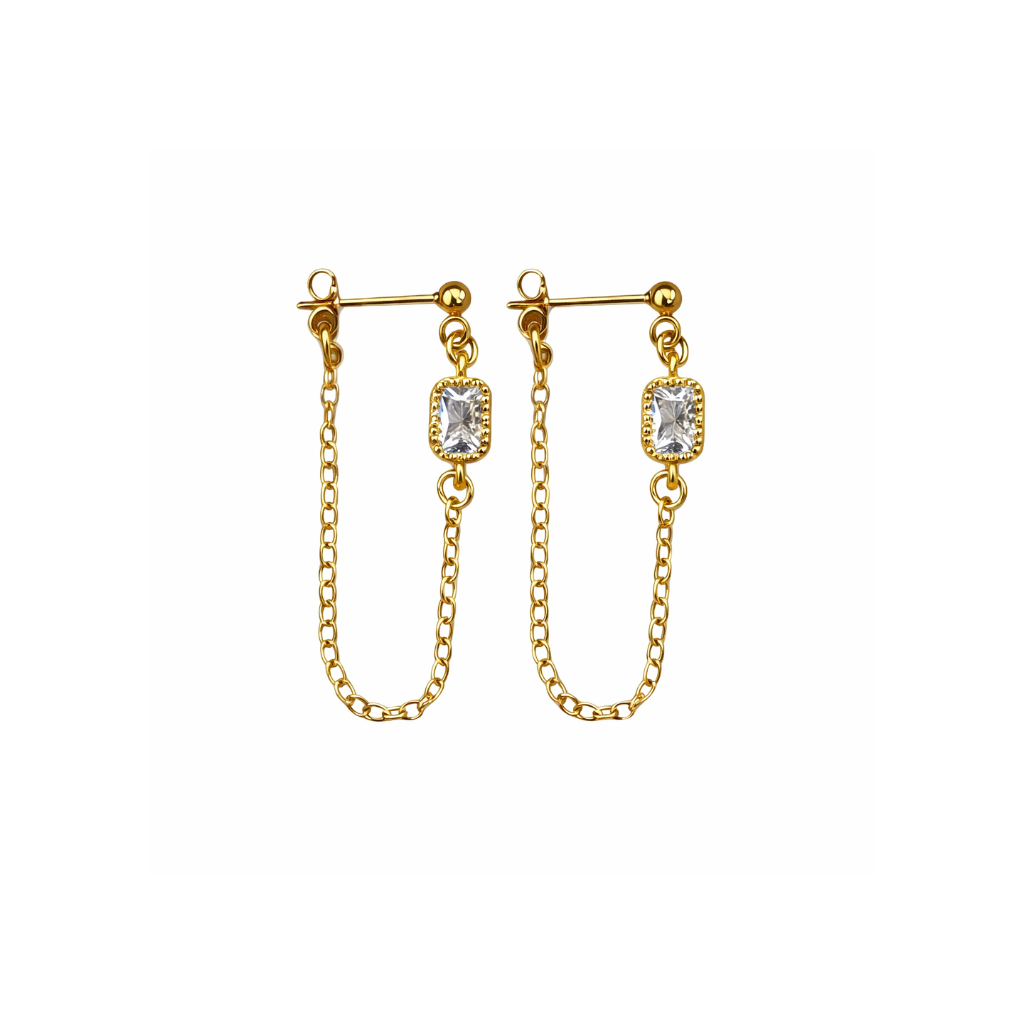 clear rectangle chain studs