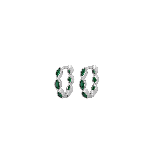 Green horse eye cz hoops