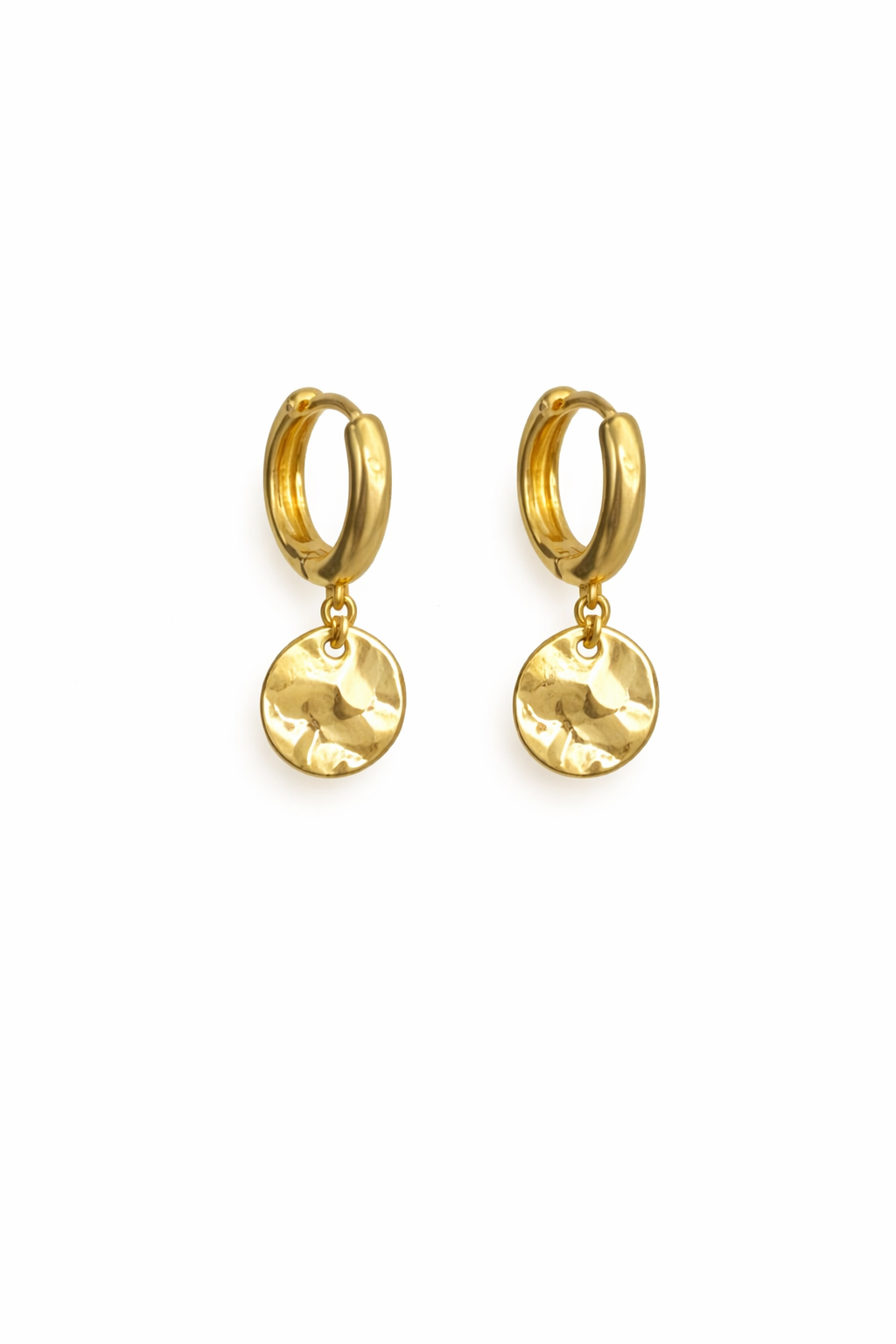 Gold Hammered Huggies