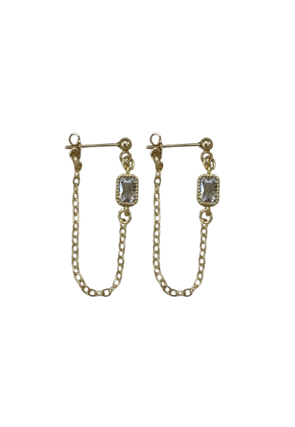 clear rectangle chain studs
