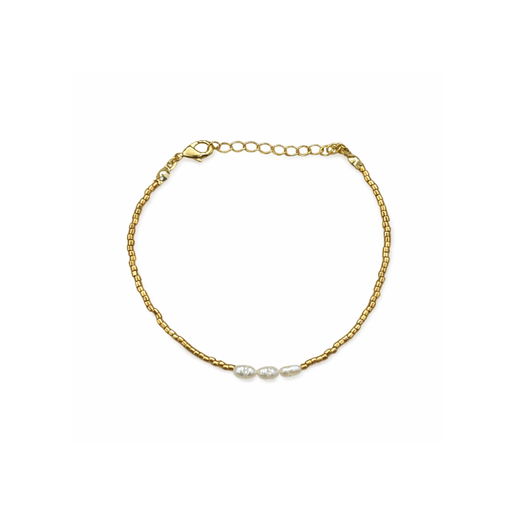 3 pearl gold bracelet
