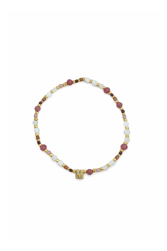 Pink Gemstone Letter bracelet