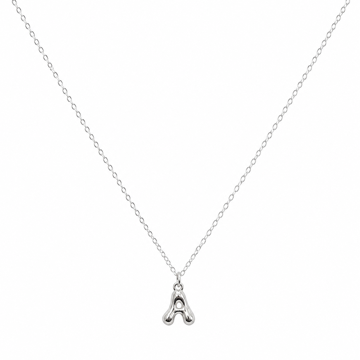 Silver Bubble Letter Necklace