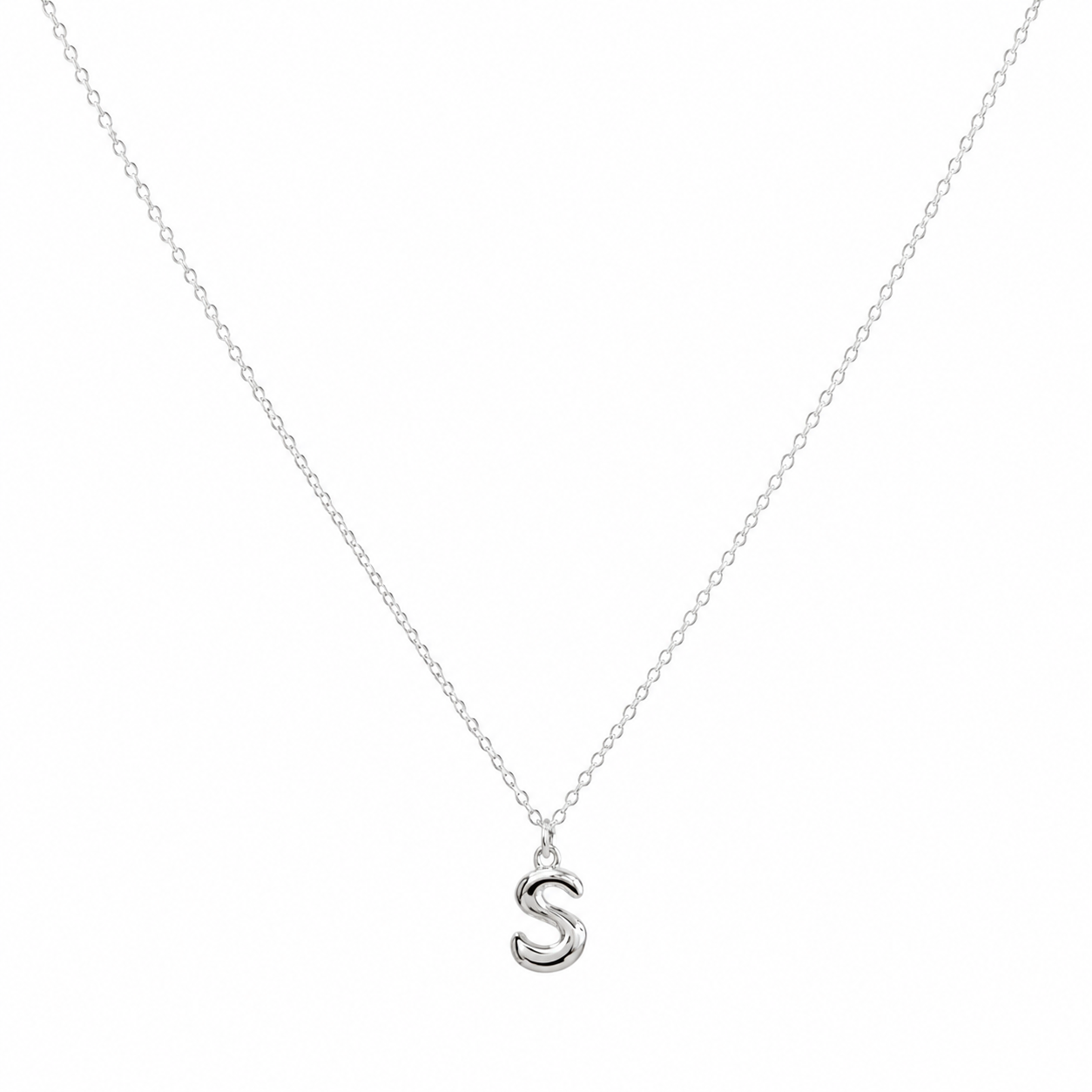 Silver Bubble Letter Necklace