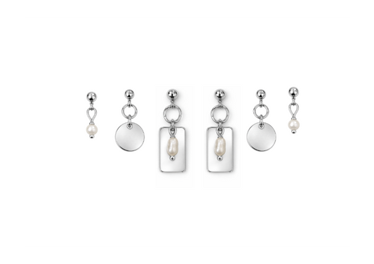 Silver Rectangle Pearl stack