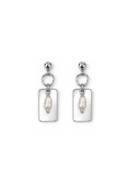Rectangle pearl studs