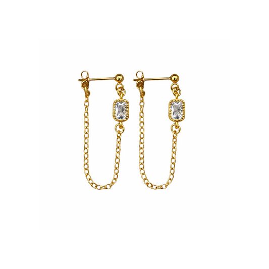 clear rectangle chain studs