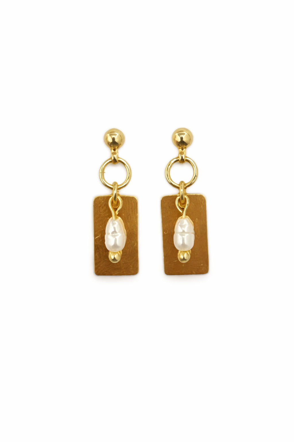 Rectangle pearl studs