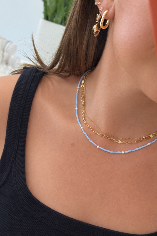 Light blue Fresh shimmer pearl necklace