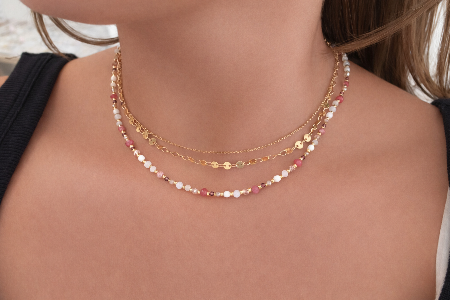 Pink Gemstone Beaded Necklace