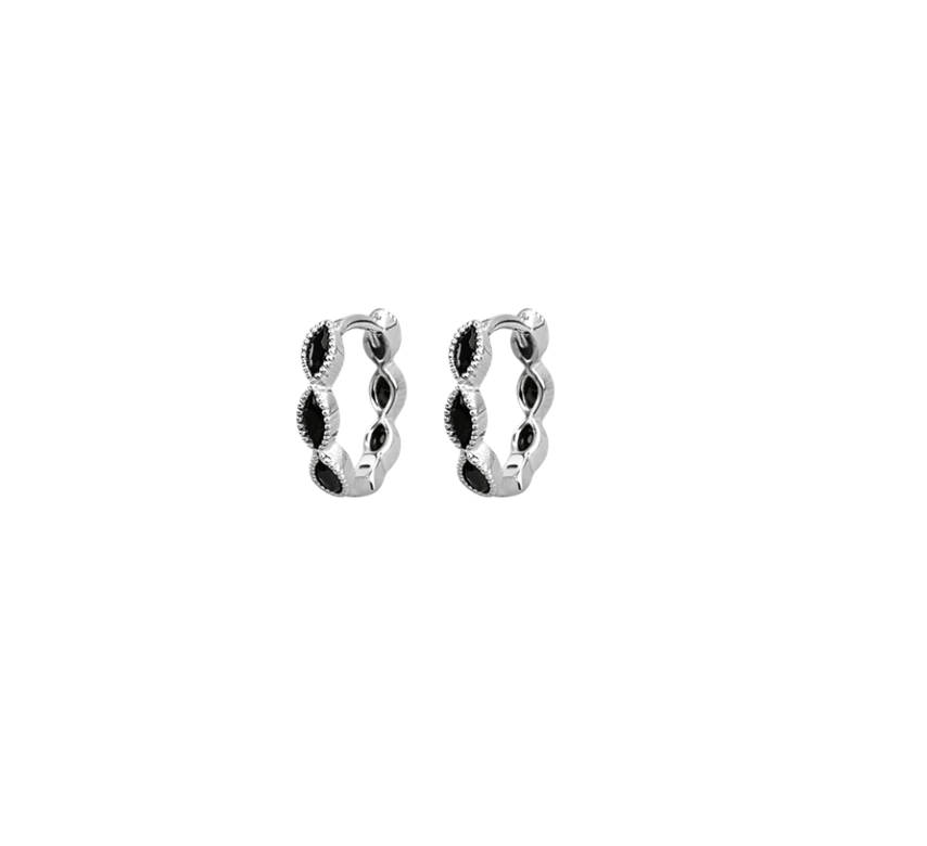 Black horse eye cz hoops