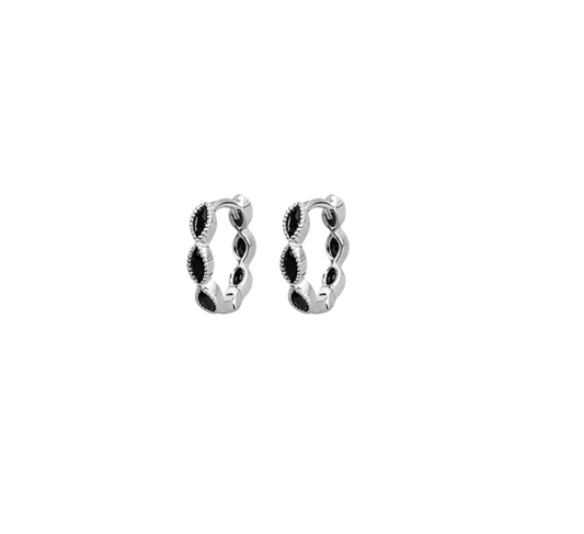 Black horse eye cz hoops