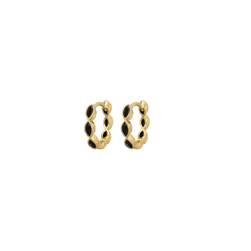 Black horse eye cz hoops