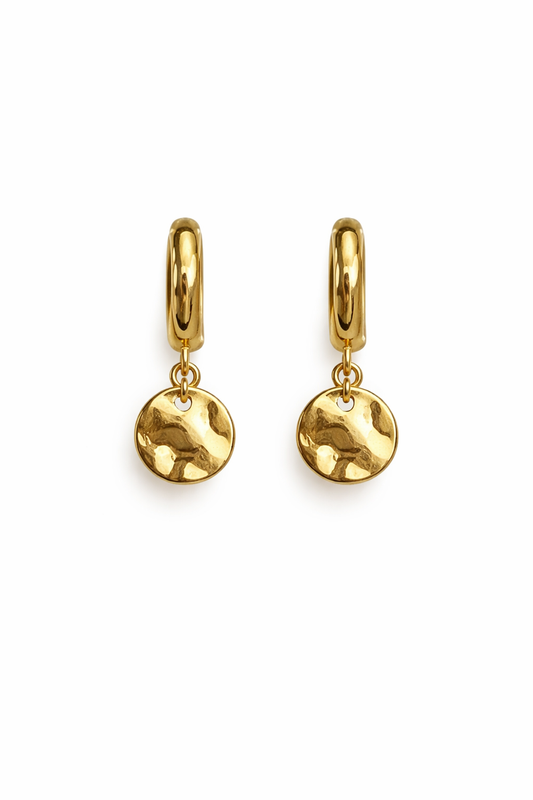Gold Hammered Huggies