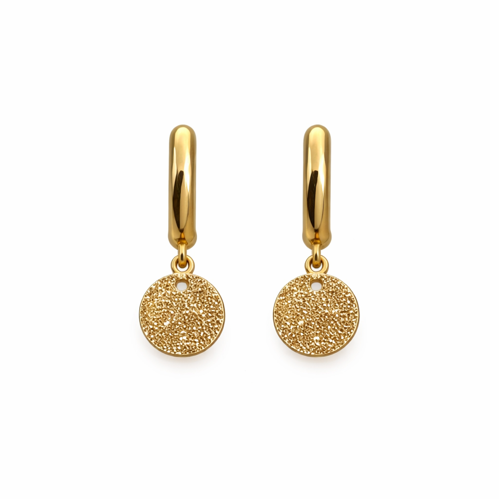 Gold Sparkled Hammered huggies