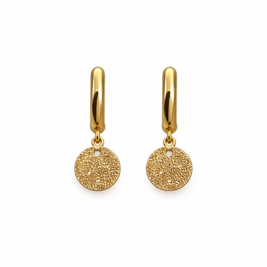 Gold Sparkled Hammered huggies