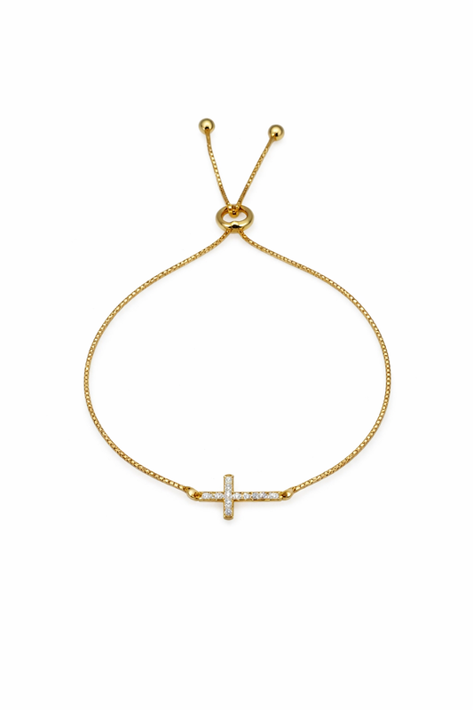 Gold Diamond Cross pull Bracelet