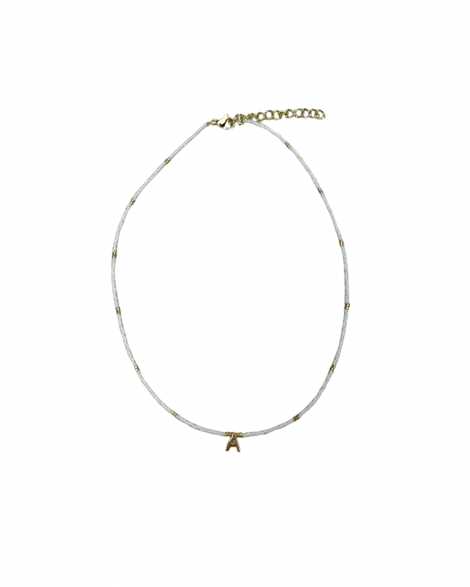 White and gold initial necklace