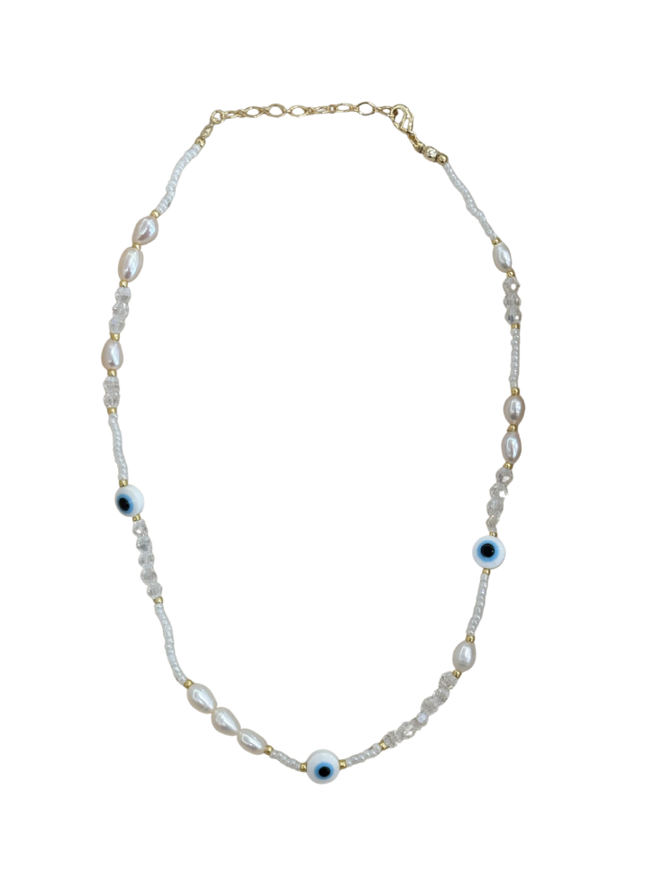 White Evil eye Necklace