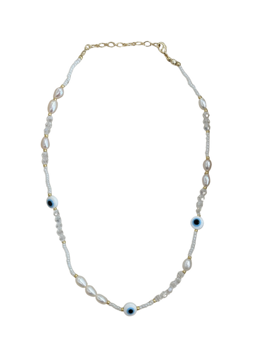 White Evil eye Necklace