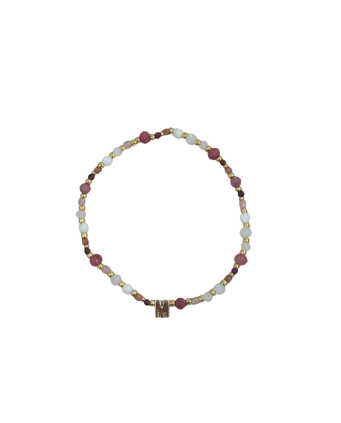 Pink Gemstone Letter bracelet
