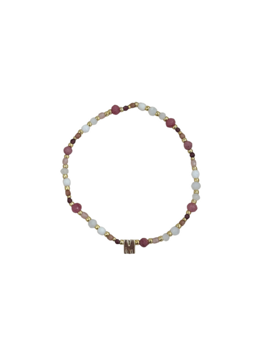 Pink Gemstone Letter bracelet