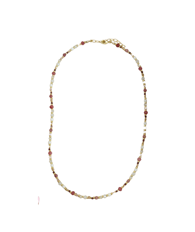 Pink Gemstone Beaded Necklace