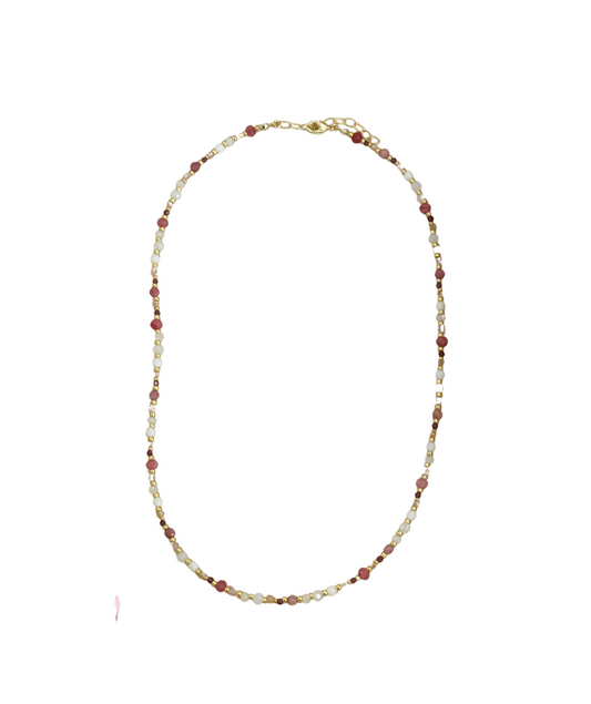 Pink Gemstone Beaded Necklace