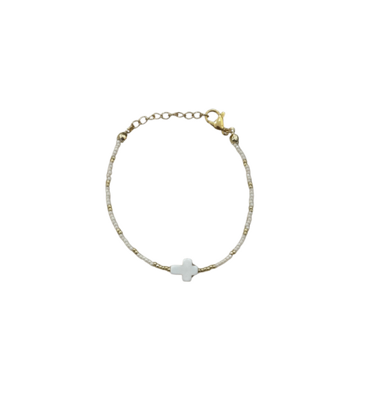 Cream cross bracelet