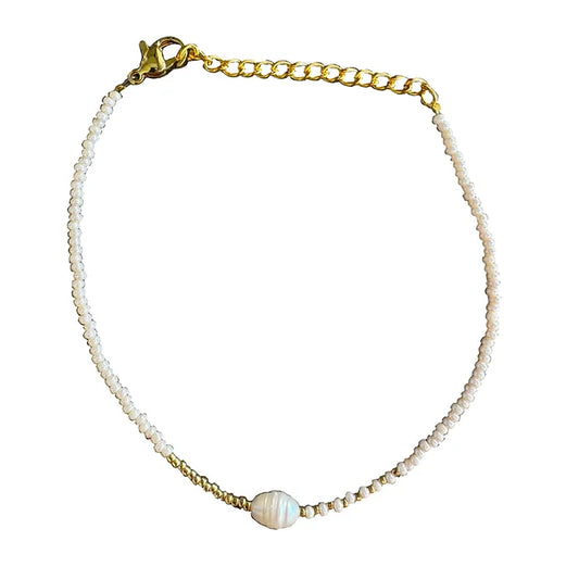 Crème brûlée pearl anklet