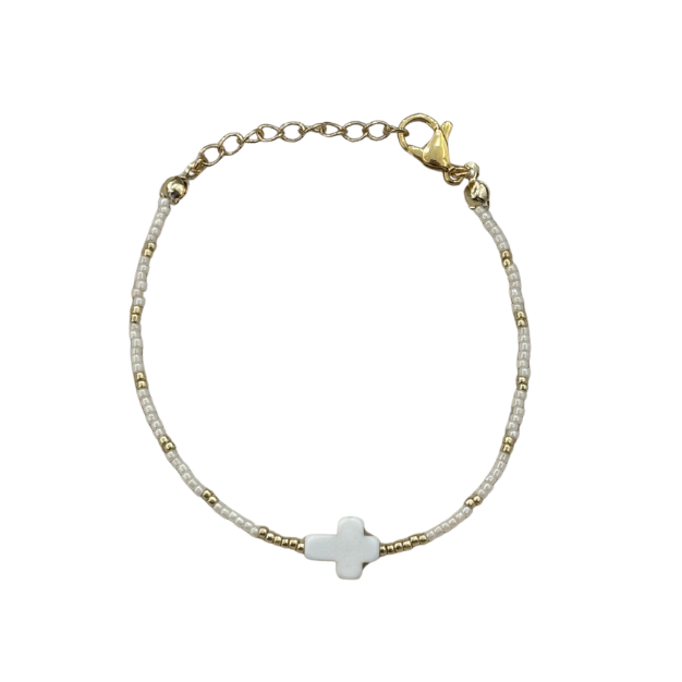 Cream Cross Anklet