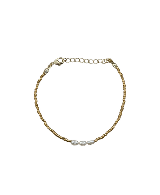 3 pearl gold bracelet